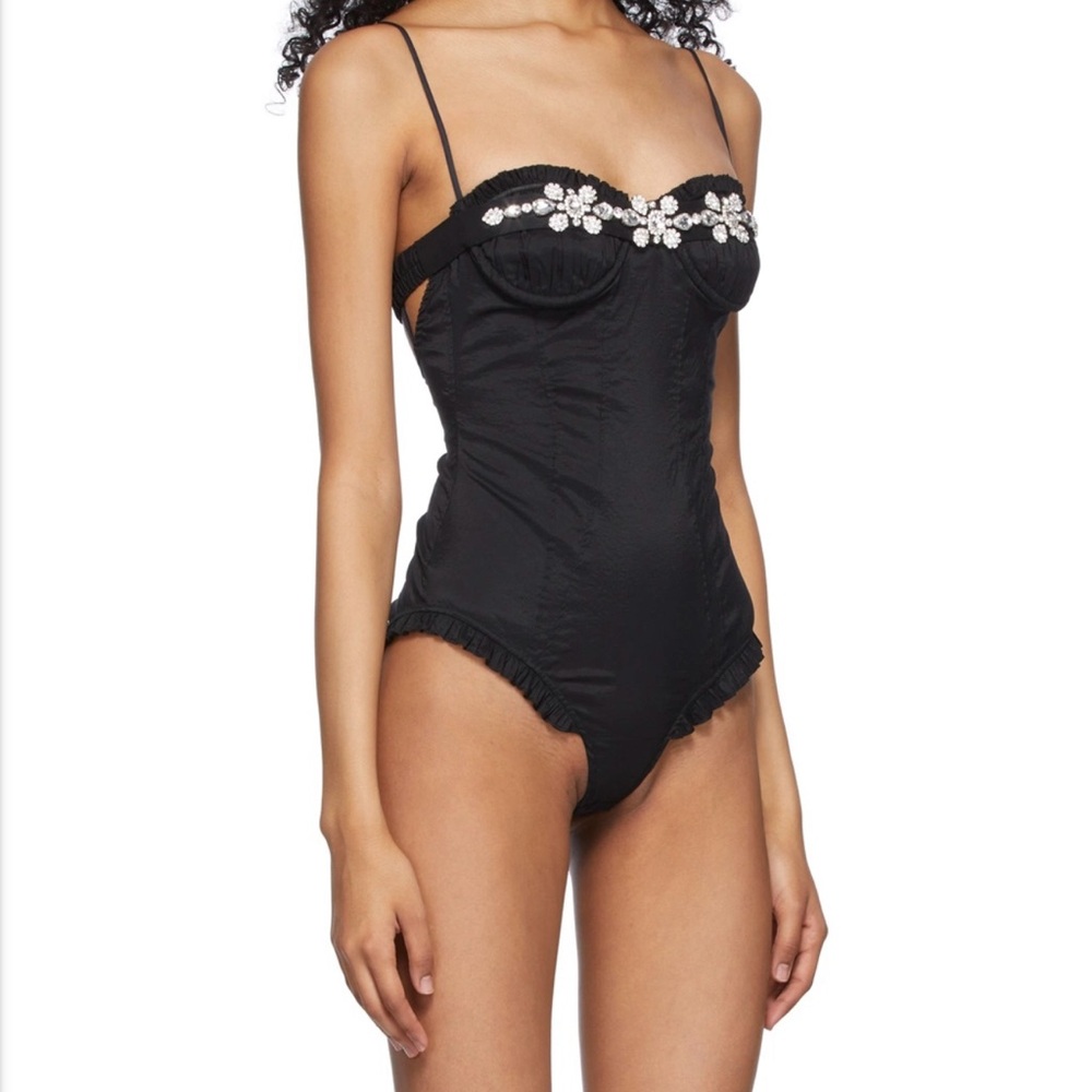Elegant Black Embellished Bodysuit - Picture 2 of 6